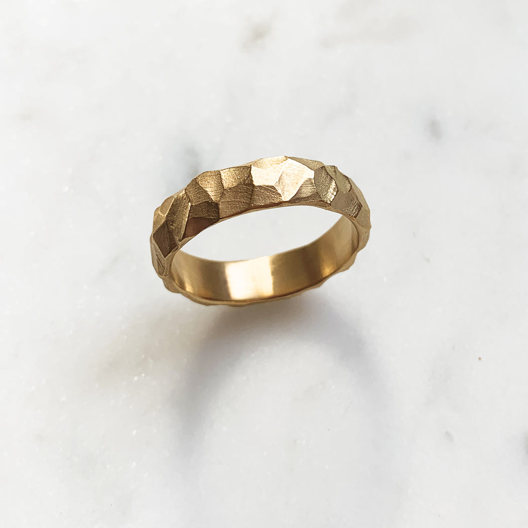 Wide Rough Ring - Solid Gold