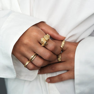 Wide Rough Ring - Solid Gold